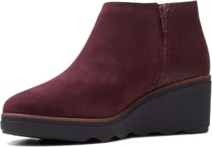 Clarks Womens Mazy Harwich Suede Mixed Media Wedge Boots