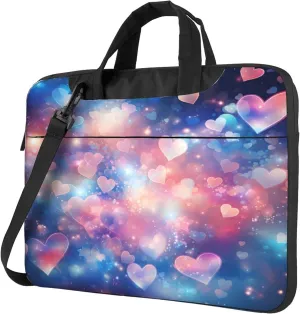 Colorful Love Heart Laptop Shoulder Bag for Women, Abstract Painted Laptop Sleeve Case Durable Computer Bag