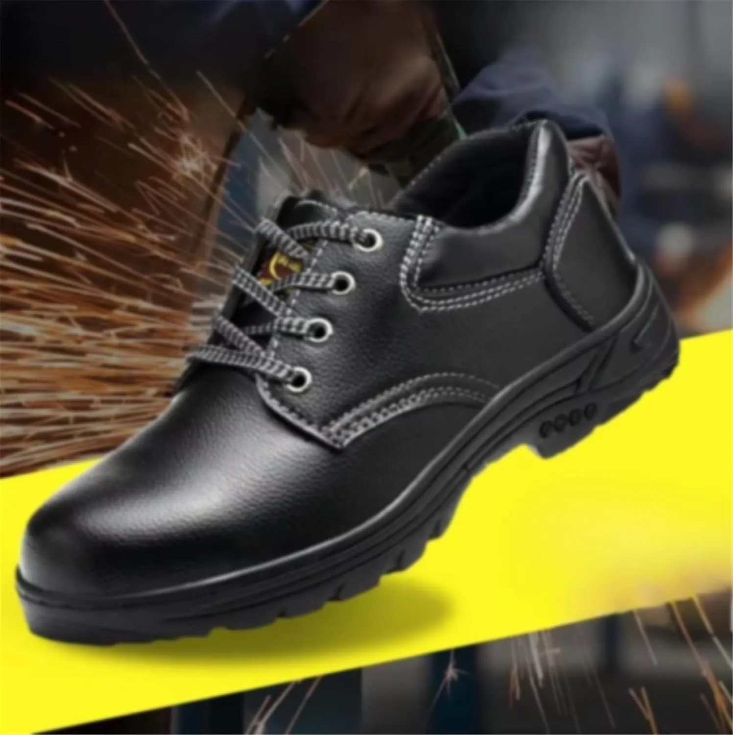 Comfortable Steel Toe Safety Boots, Men's Puncture Resistant Leather Construction Safety Work Boots, Work Shoes Slip Resistant Shoes, for Outdoor Climbing, Trekking