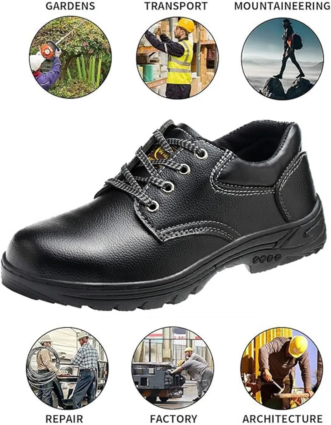 Comfortable Steel Toe Safety Boots, Men's Puncture Resistant Leather Construction Safety Work Boots, Work Shoes Slip Resistant Shoes, for Outdoor Climbing, Trekking