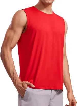 CRZ YOGA Men's Workout Sleeveless Shirt Quick Dry Stretchy Swim T-Shirts Athletic Gym Running Beach Tank Top
