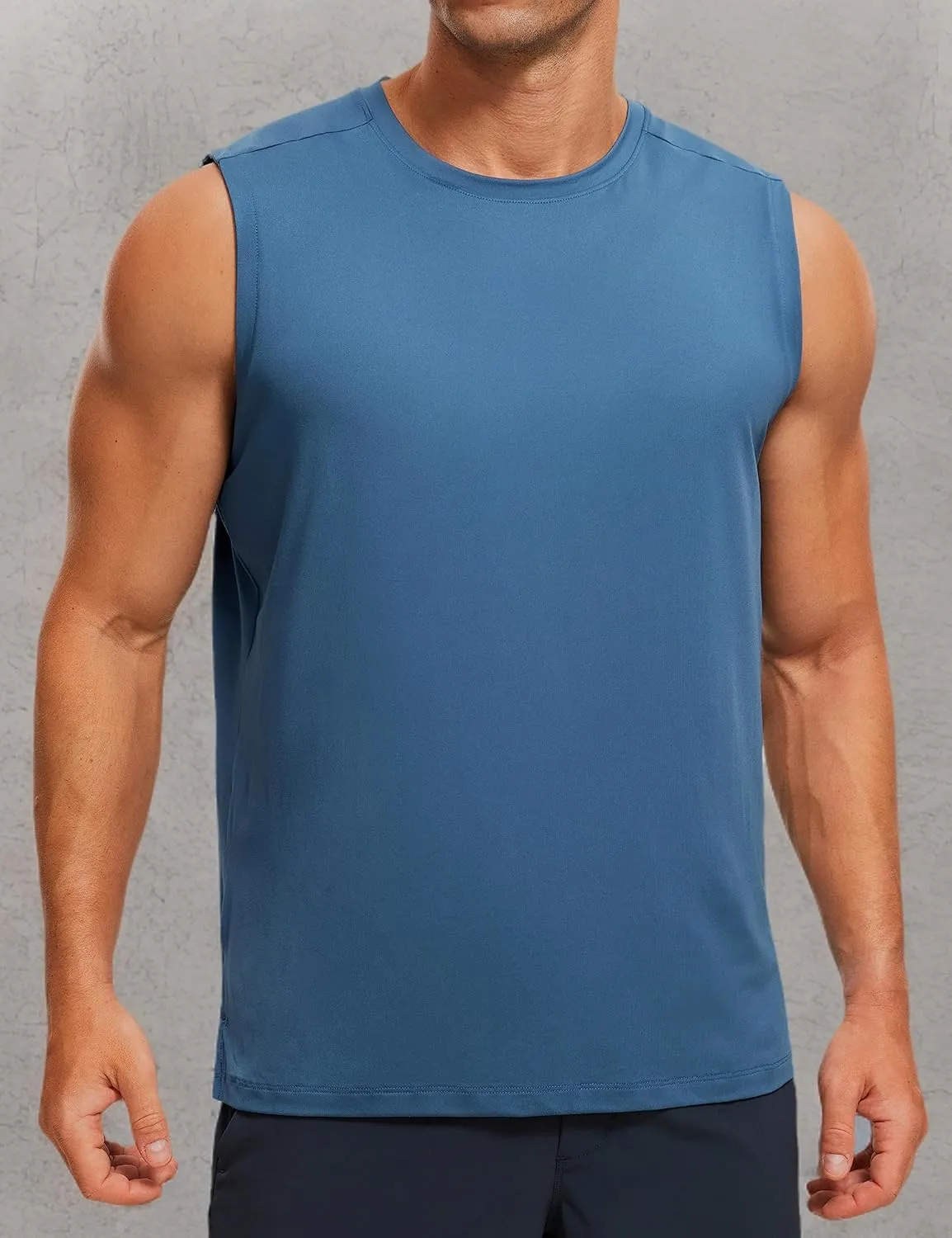 CRZ YOGA Men's Workout Sleeveless Shirt Quick Dry Stretchy Swim T-Shirts Athletic Gym Running Beach Tank Top