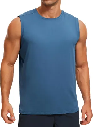 CRZ YOGA Men's Workout Sleeveless Shirt Quick Dry Stretchy Swim T-Shirts Athletic Gym Running Beach Tank Top