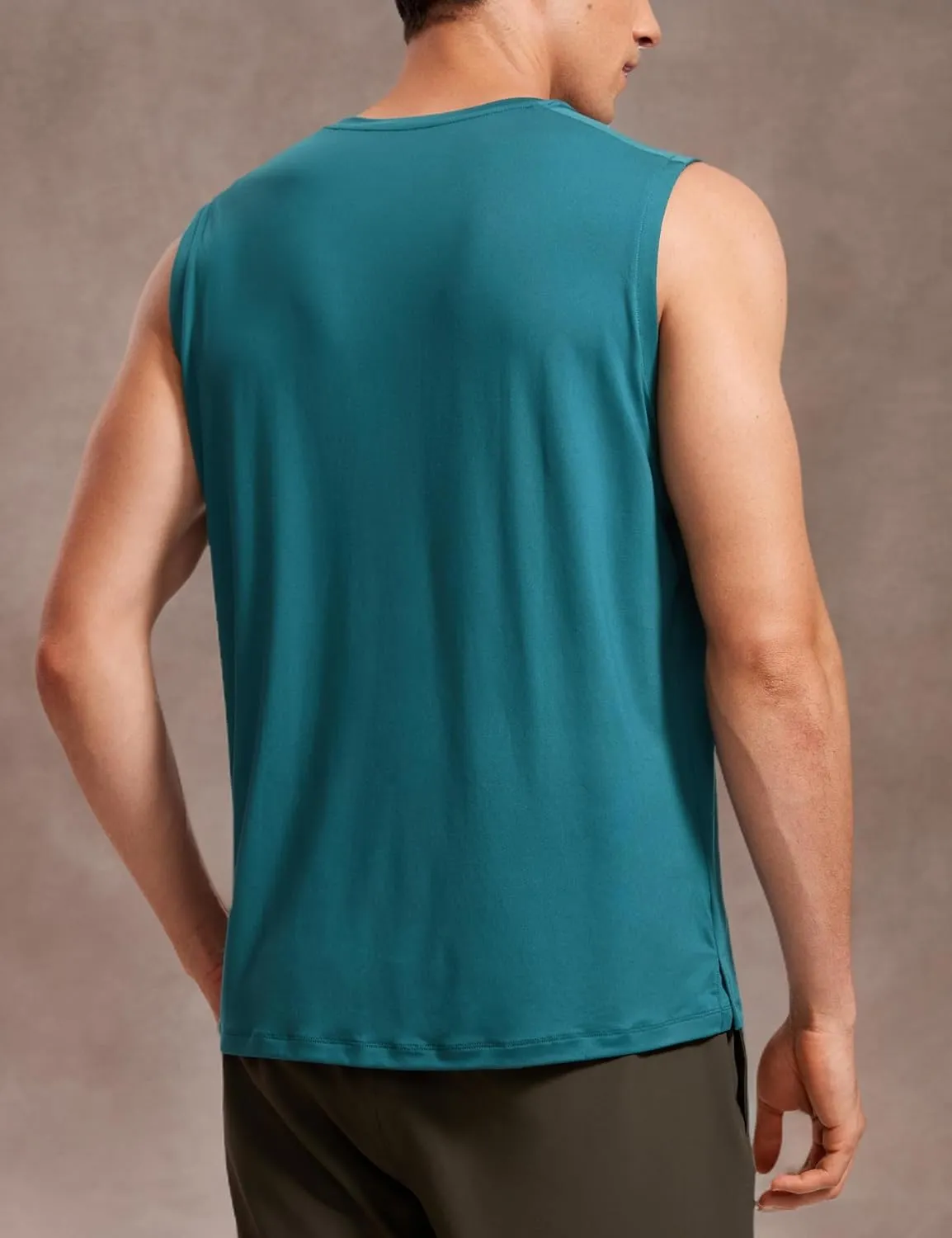 CRZ YOGA Men's Workout Sleeveless Shirt Quick Dry Stretchy Swim T-Shirts Athletic Gym Running Beach Tank Top