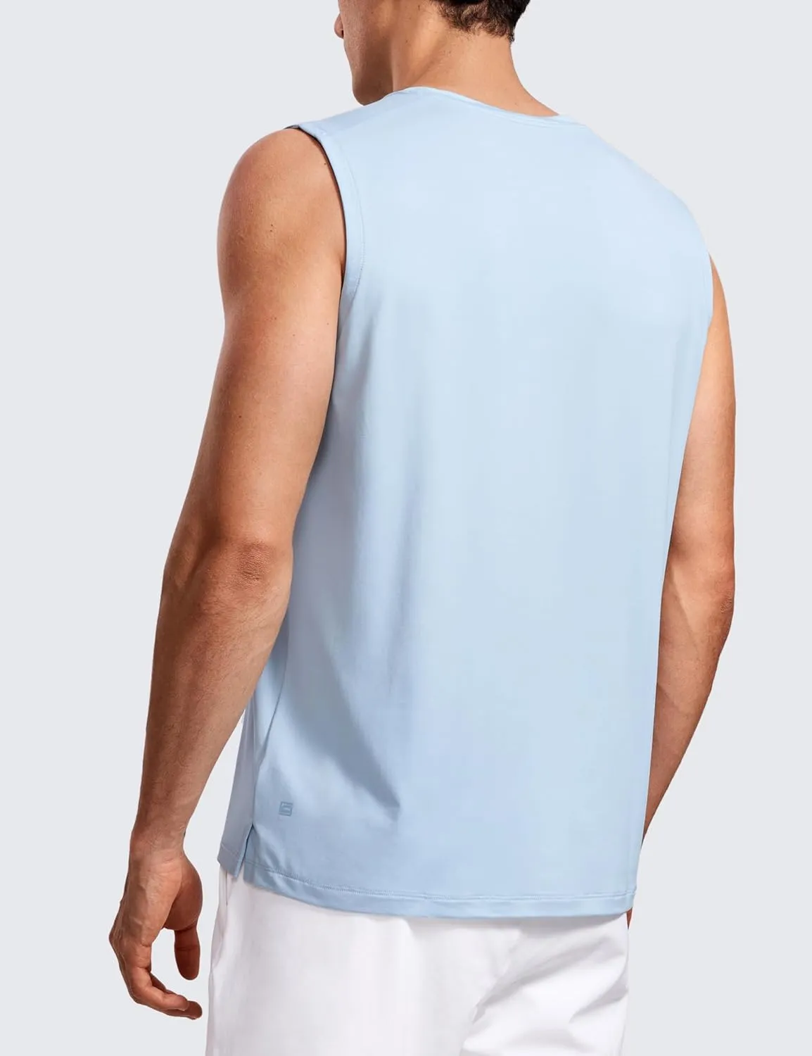 CRZ YOGA Men's Workout Sleeveless Shirt Quick Dry Stretchy Swim T-Shirts Athletic Gym Running Beach Tank Top
