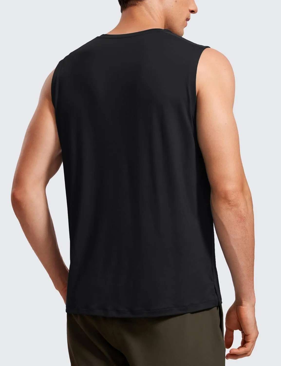 CRZ YOGA Men's Workout Sleeveless Shirt Quick Dry Stretchy Swim T-Shirts Athletic Gym Running Beach Tank Top