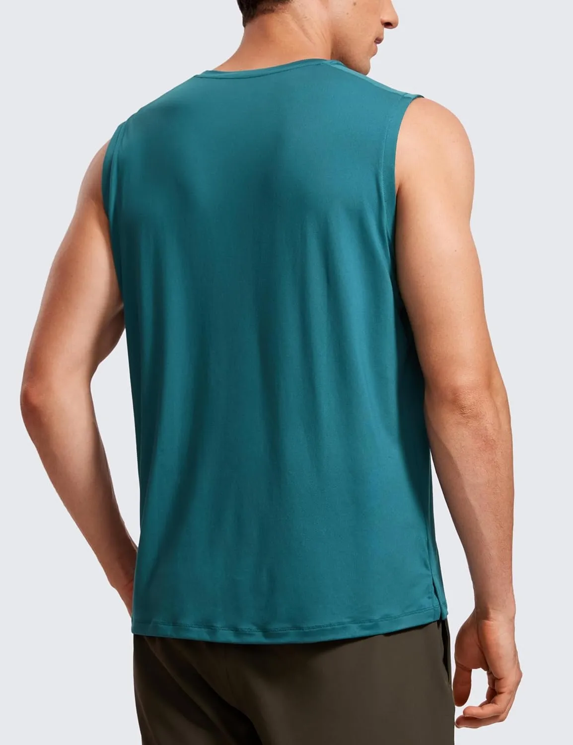 CRZ YOGA Men's Workout Sleeveless Shirt Quick Dry Stretchy Swim T-Shirts Athletic Gym Running Beach Tank Top