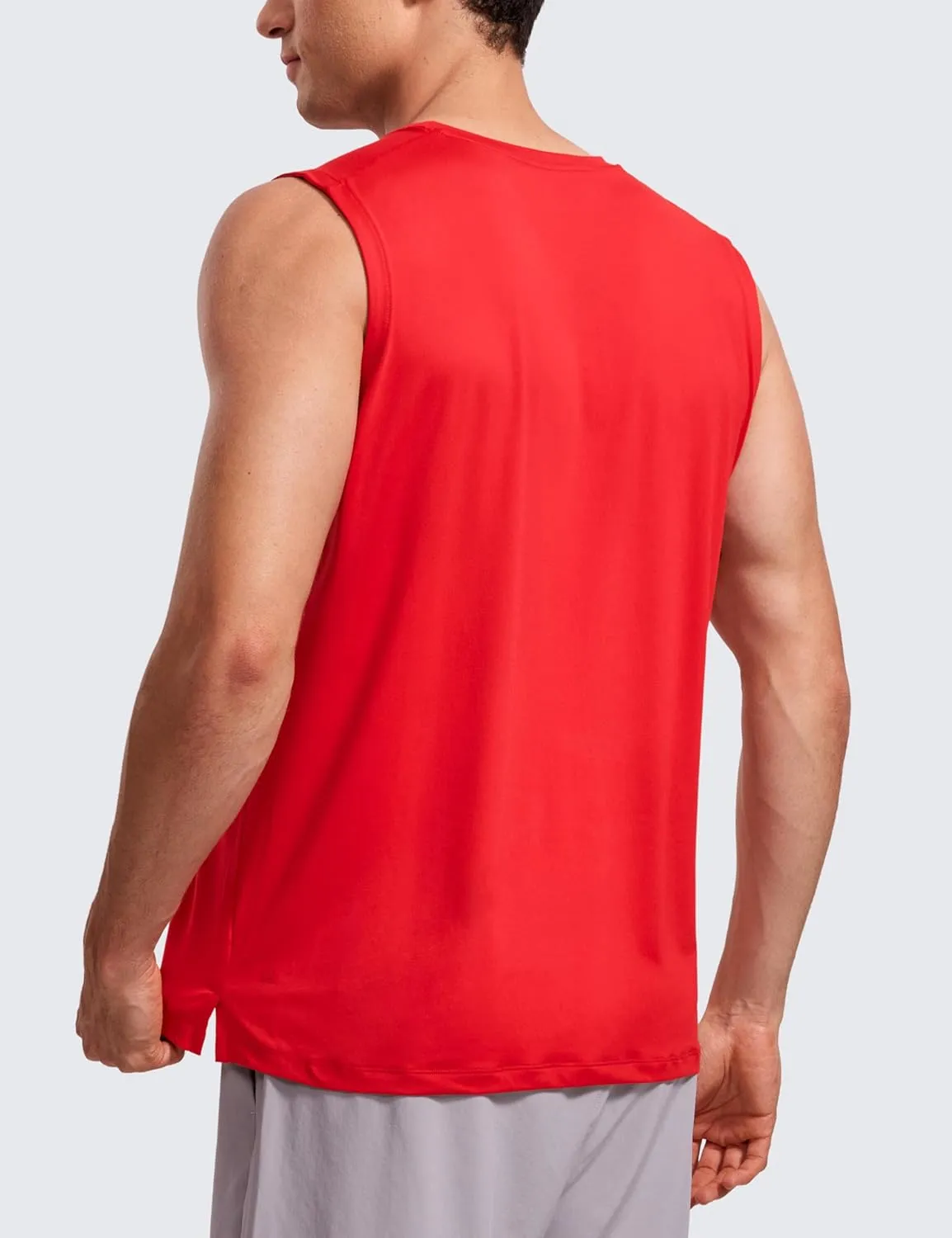 CRZ YOGA Men's Workout Sleeveless Shirt Quick Dry Stretchy Swim T-Shirts Athletic Gym Running Beach Tank Top