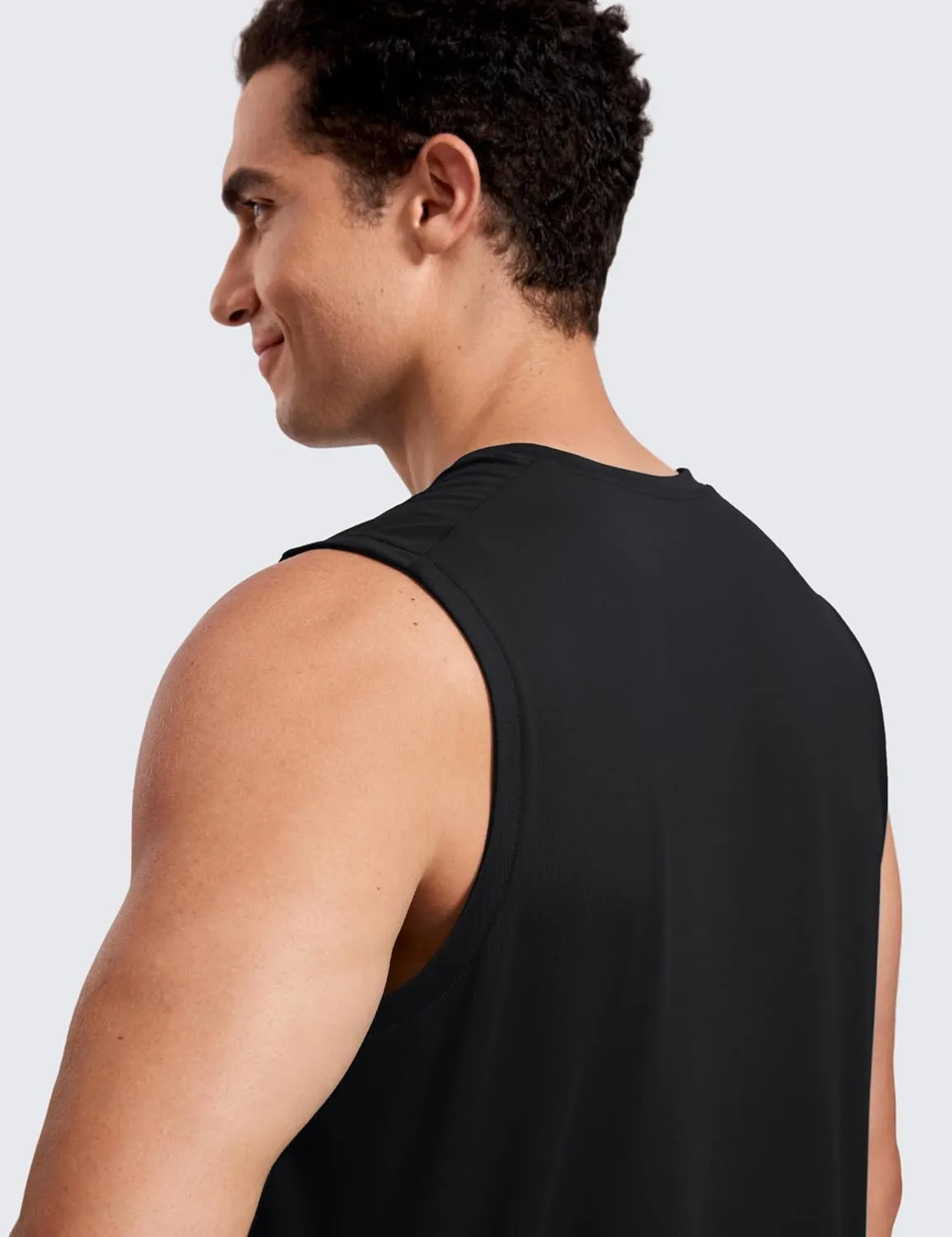 CRZ YOGA Men's Workout Sleeveless Shirt Quick Dry Stretchy Swim T-Shirts Athletic Gym Running Beach Tank Top