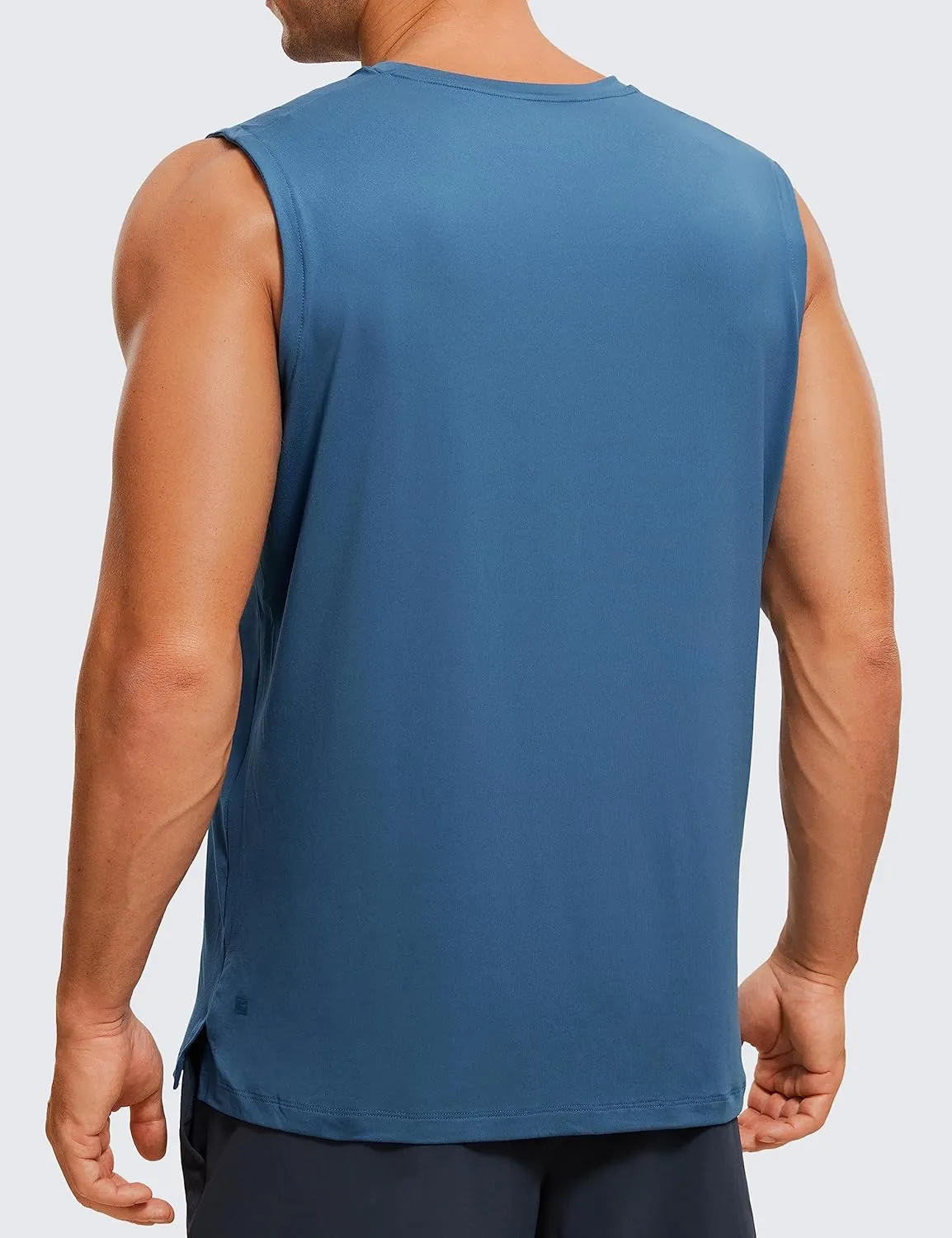 CRZ YOGA Men's Workout Sleeveless Shirt Quick Dry Stretchy Swim T-Shirts Athletic Gym Running Beach Tank Top