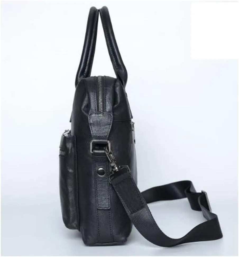 CSCDD First Layer Cowhide Leather Men's Briefcase Business Large Capacity Men's Bag Cowhide Shoulder Cross Bag