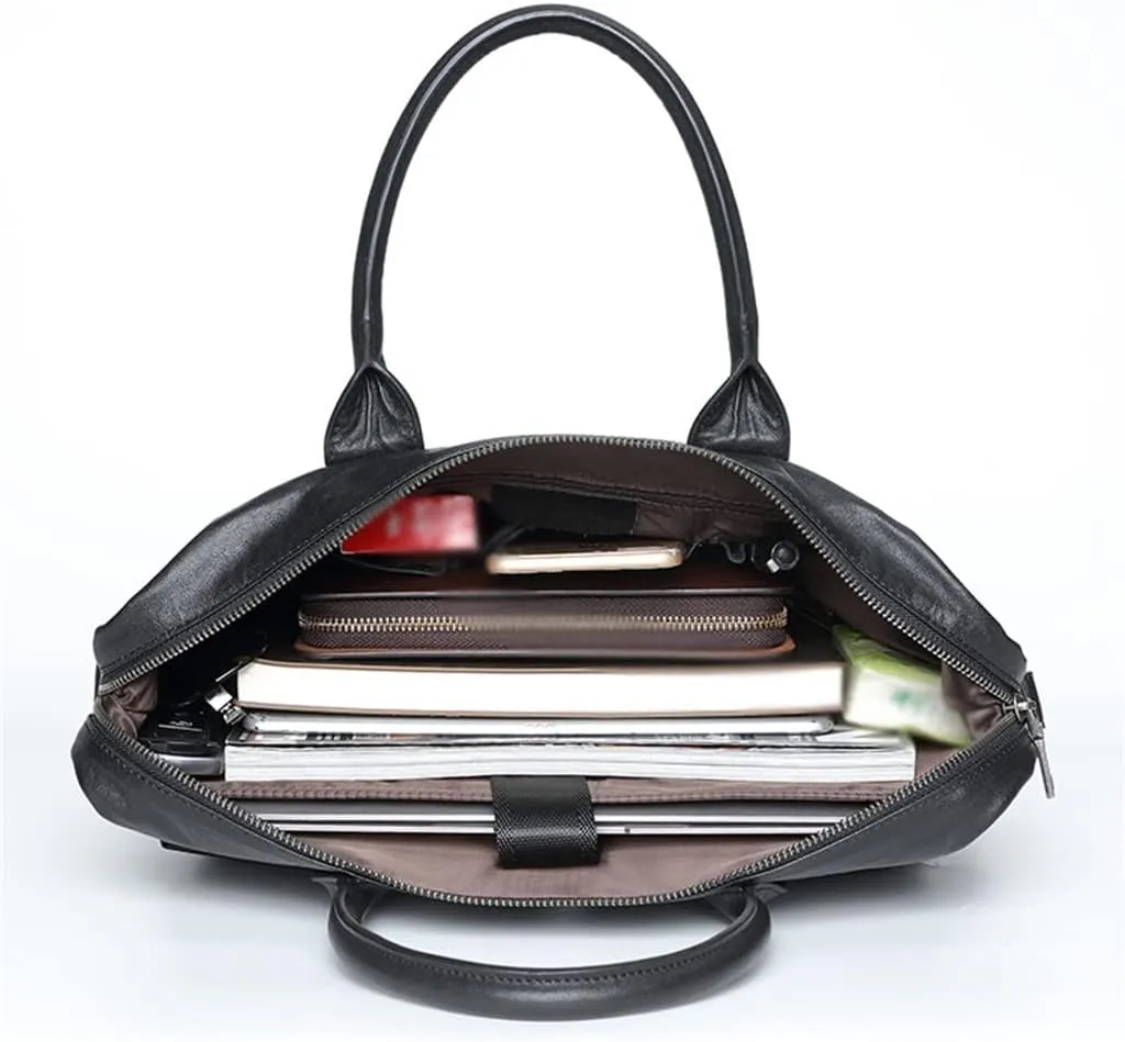 CSCDD First Layer Cowhide Leather Men's Briefcase Business Large Capacity Men's Bag Cowhide Shoulder Cross Bag
