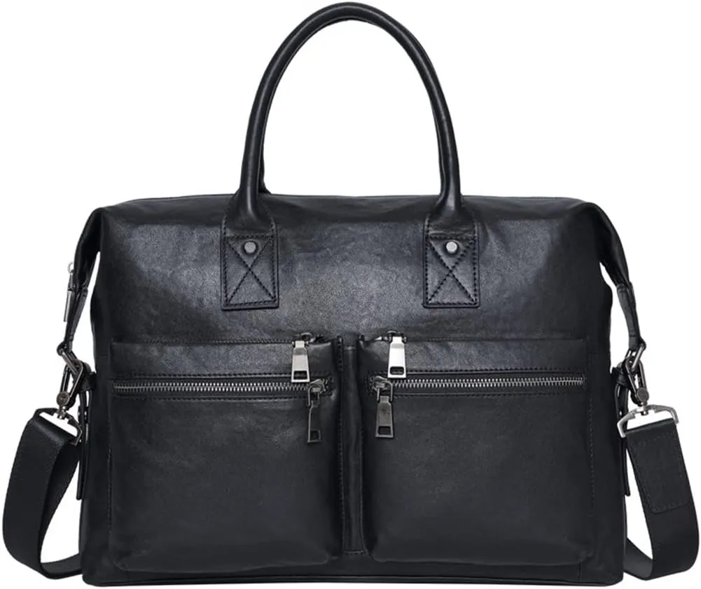CSCDD First Layer Cowhide Leather Men's Briefcase Business Large Capacity Men's Bag Cowhide Shoulder Cross Bag