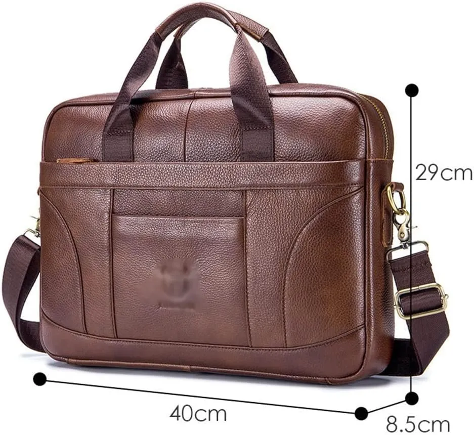 CSCDD Layer Cowhide Leather Men's Handheld Briefcase Large Capacity Business Leisure Retro Leather Shoulder Cross Bag