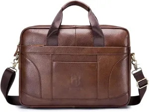 CSCDD Layer Cowhide Leather Men's Handheld Briefcase Large Capacity Business Leisure Retro Leather Shoulder Cross Bag