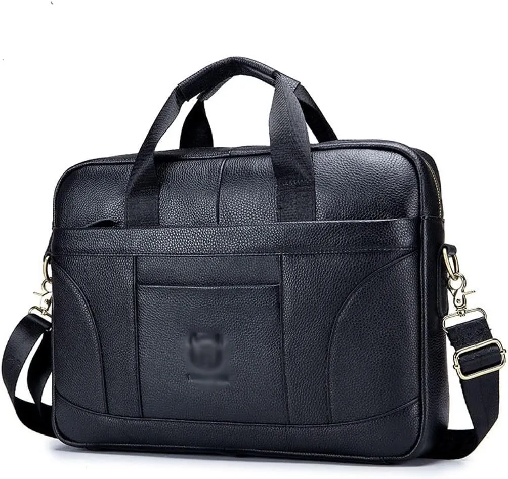CSCDD Layer Cowhide Leather Men's Handheld Briefcase Large Capacity Business Leisure Retro Leather Shoulder Cross Bag