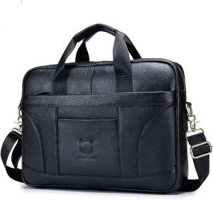 CSCDD Layer Cowhide Leather Men's Handheld Briefcase Large Capacity Business Leisure Retro Leather Shoulder Cross Bag
