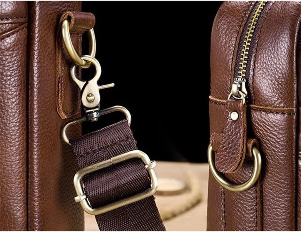 CSCDD Layer Cowhide Leather Men's Handheld Briefcase Large Capacity Business Leisure Retro Leather Shoulder Cross Bag