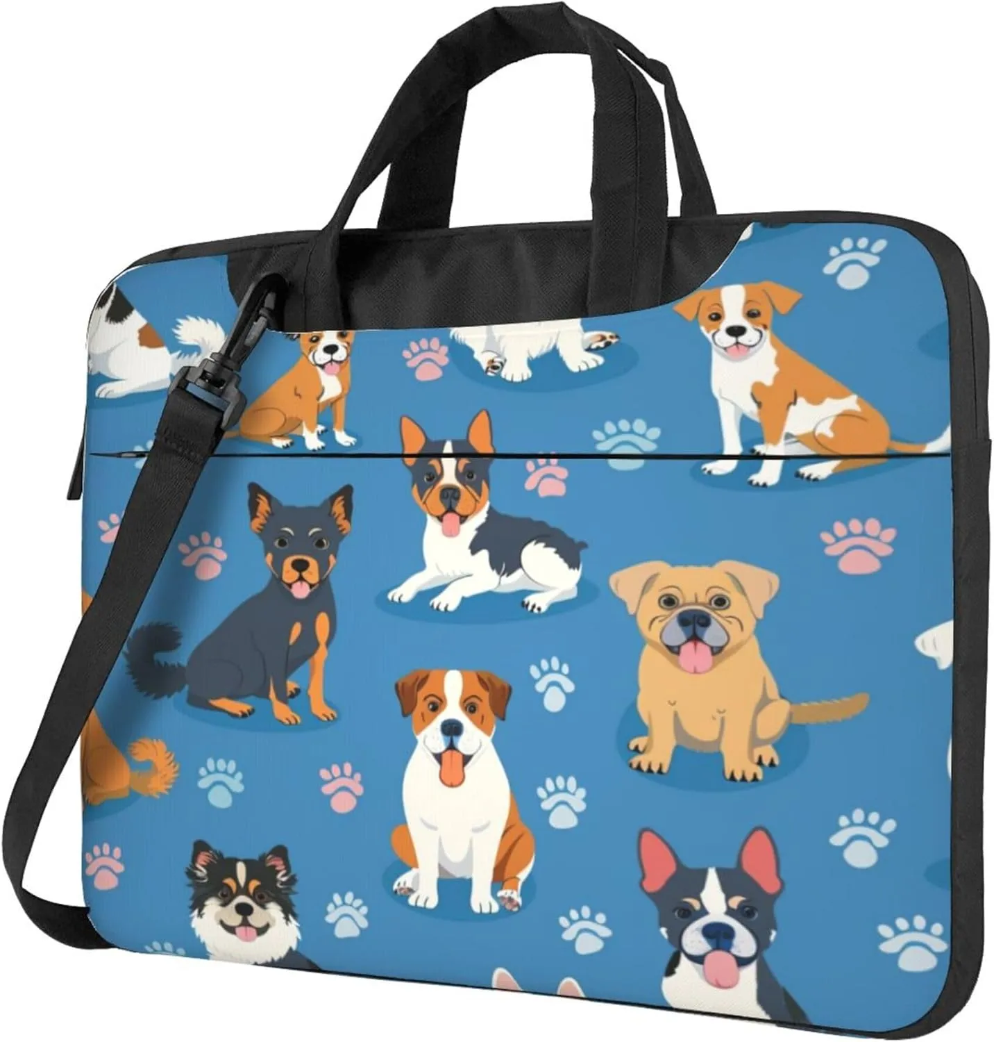 Cute Dog Puppy Laptop Shoulder Bag for Women, Cartoon Dogs Laptop Sleeve Case Durable Computer Bag