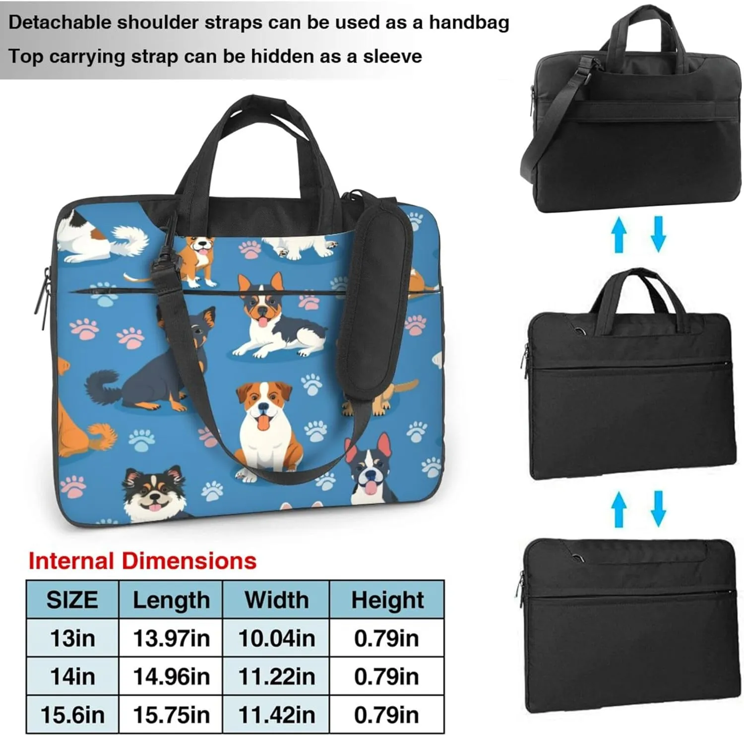 Cute Dog Puppy Laptop Shoulder Bag for Women, Cartoon Dogs Laptop Sleeve Case Durable Computer Bag