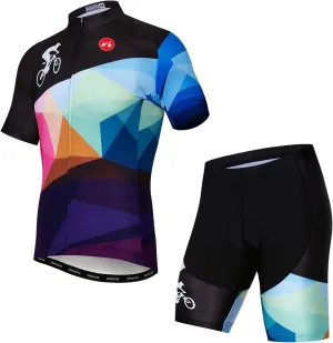 Cycling Jersey Shorts Set Padded Men Bike Top Suit