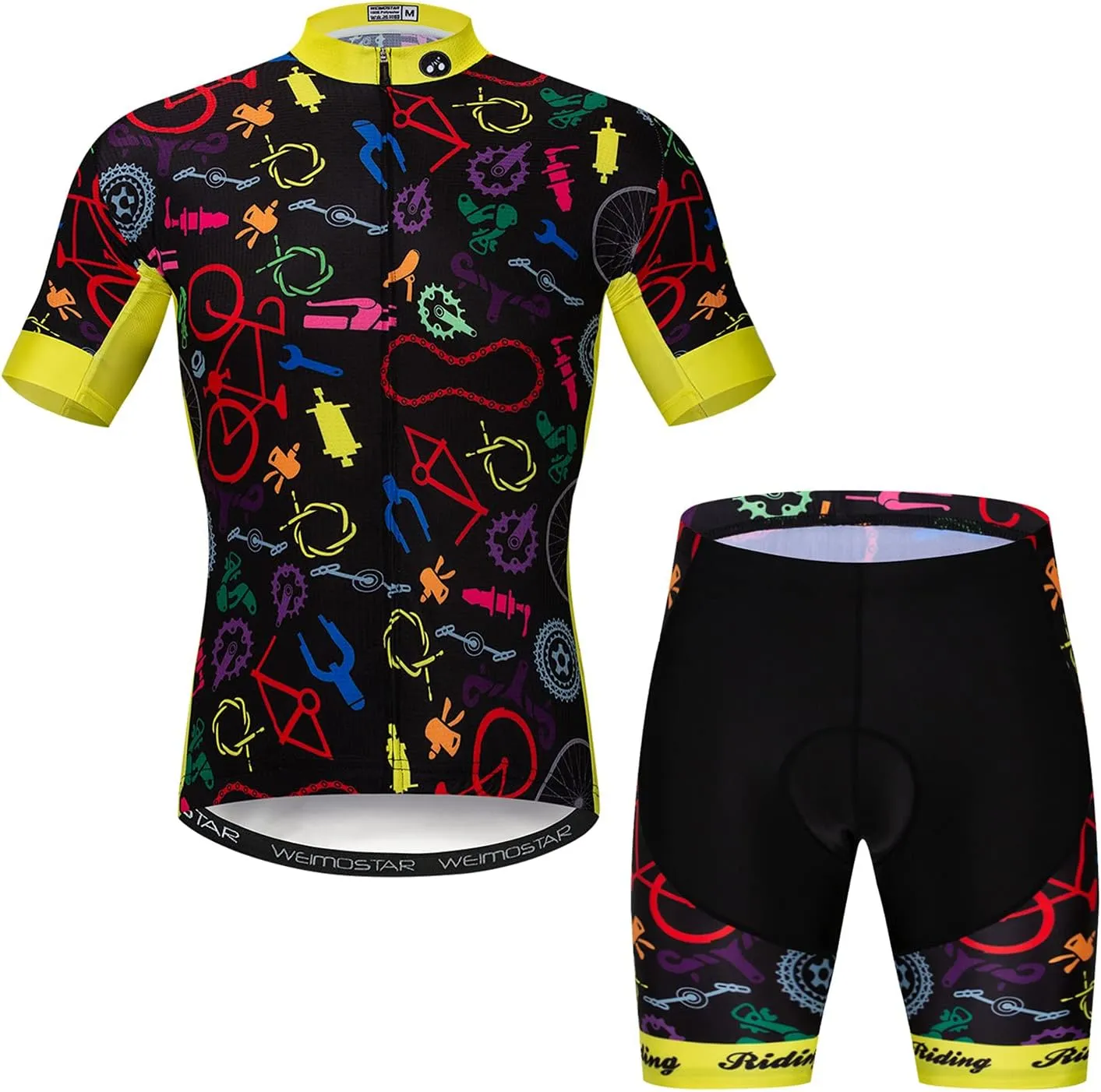 Cycling Jersey Shorts Set Padded Men Bike Top Suit