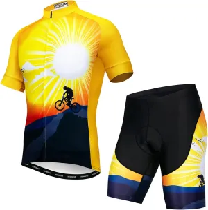 Cycling Jersey Shorts Set Padded Men Bike Top Suit