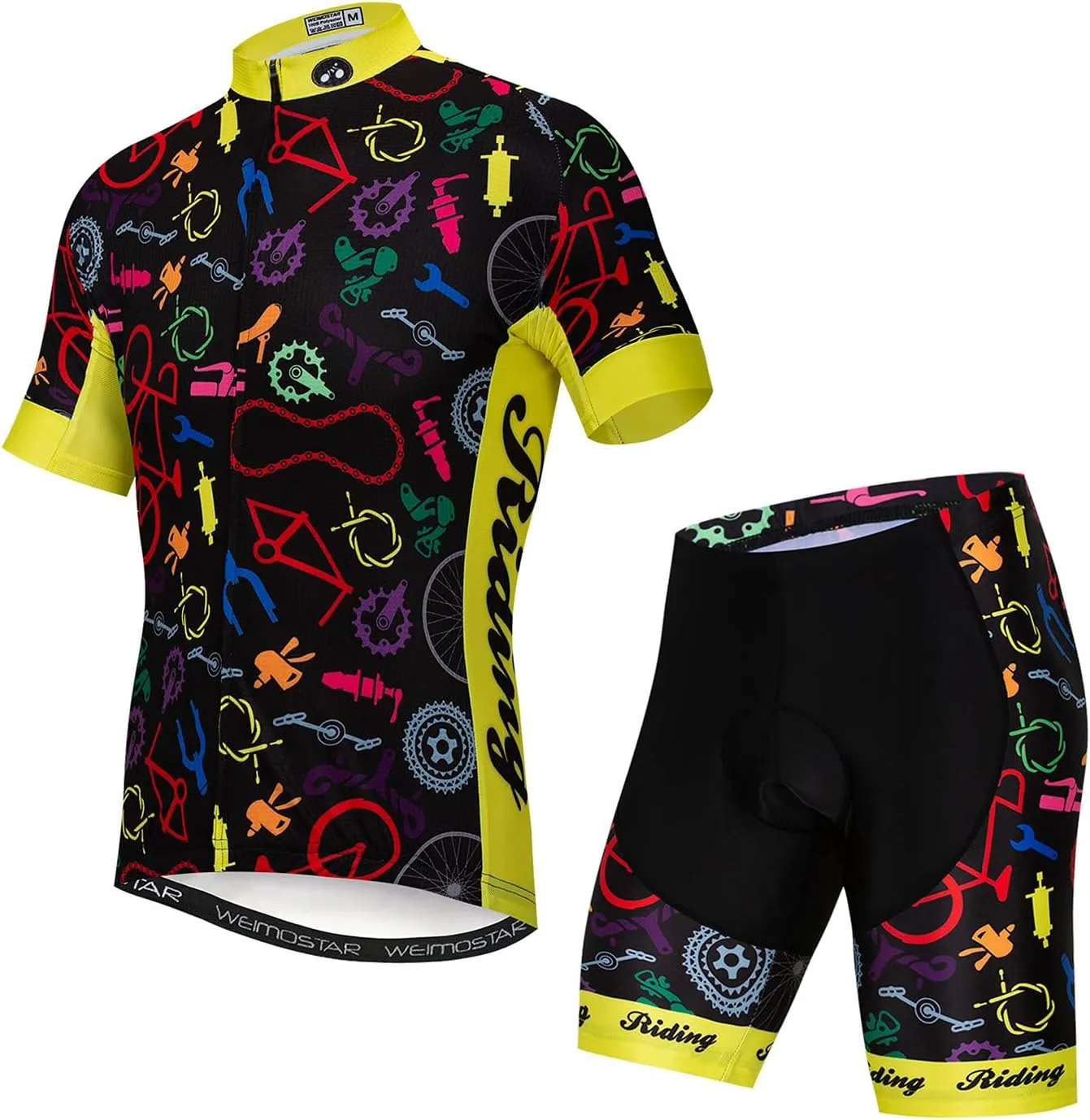 Cycling Jersey Shorts Set Padded Men Bike Top Suit