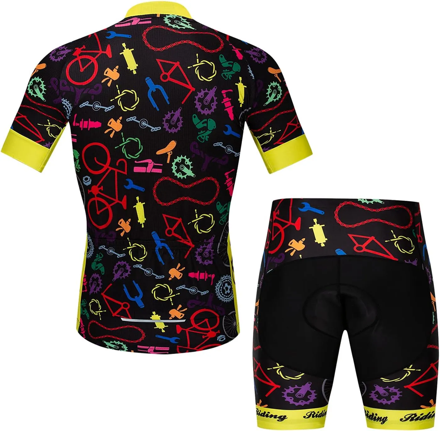 Cycling Jersey Shorts Set Padded Men Bike Top Suit