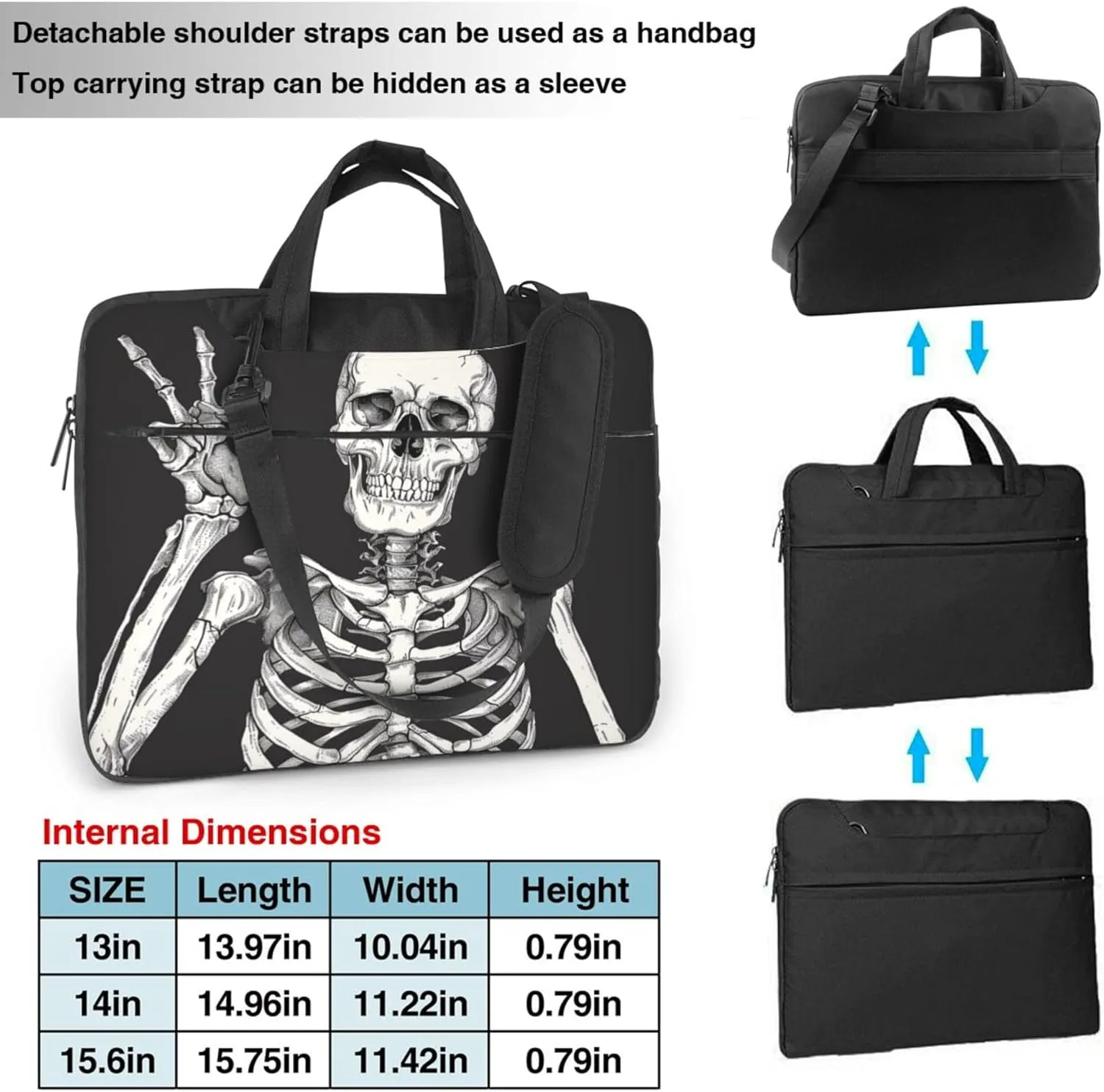 Day Of The Dead Laptop Shoulder Bag for Women, Skull Laptop Sleeve Case Durable Computer Bag
