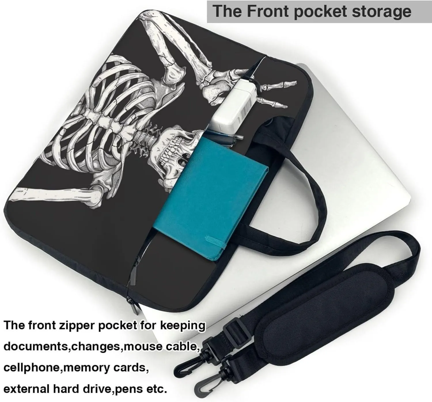 Day Of The Dead Laptop Shoulder Bag for Women, Skull Laptop Sleeve Case Durable Computer Bag