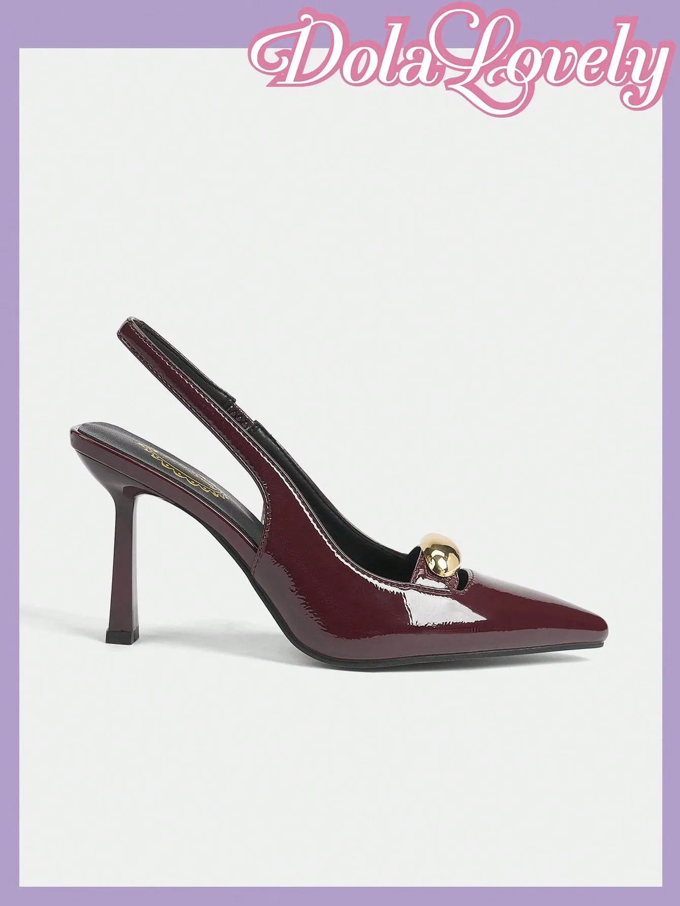 Dola Lovely Women's Burgundy Bow Decor Lolita High Heel Pumps With Back Strap