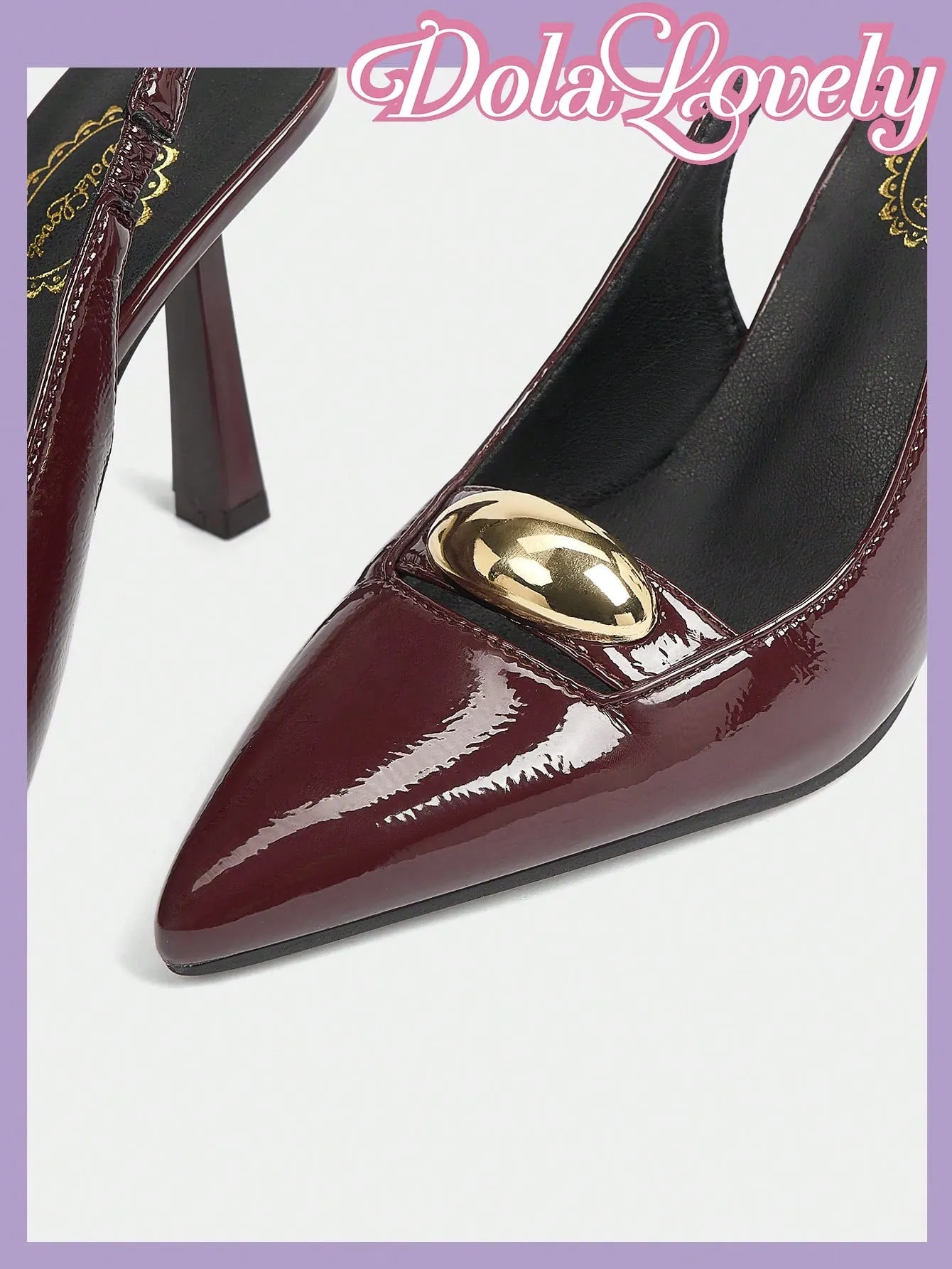 Dola Lovely Women's Burgundy Bow Decor Lolita High Heel Pumps With Back Strap