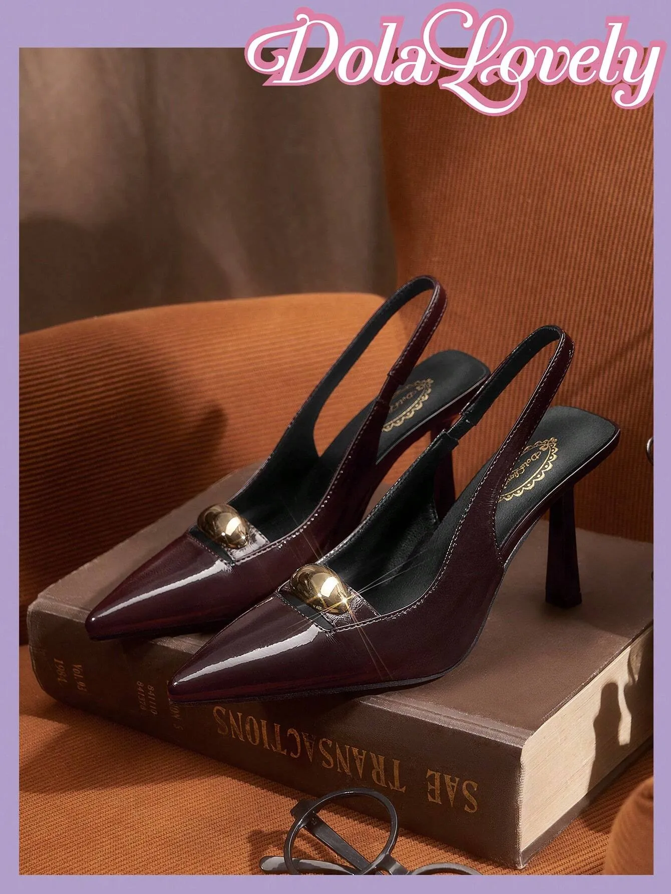 Dola Lovely Women's Burgundy Bow Decor Lolita High Heel Pumps With Back Strap
