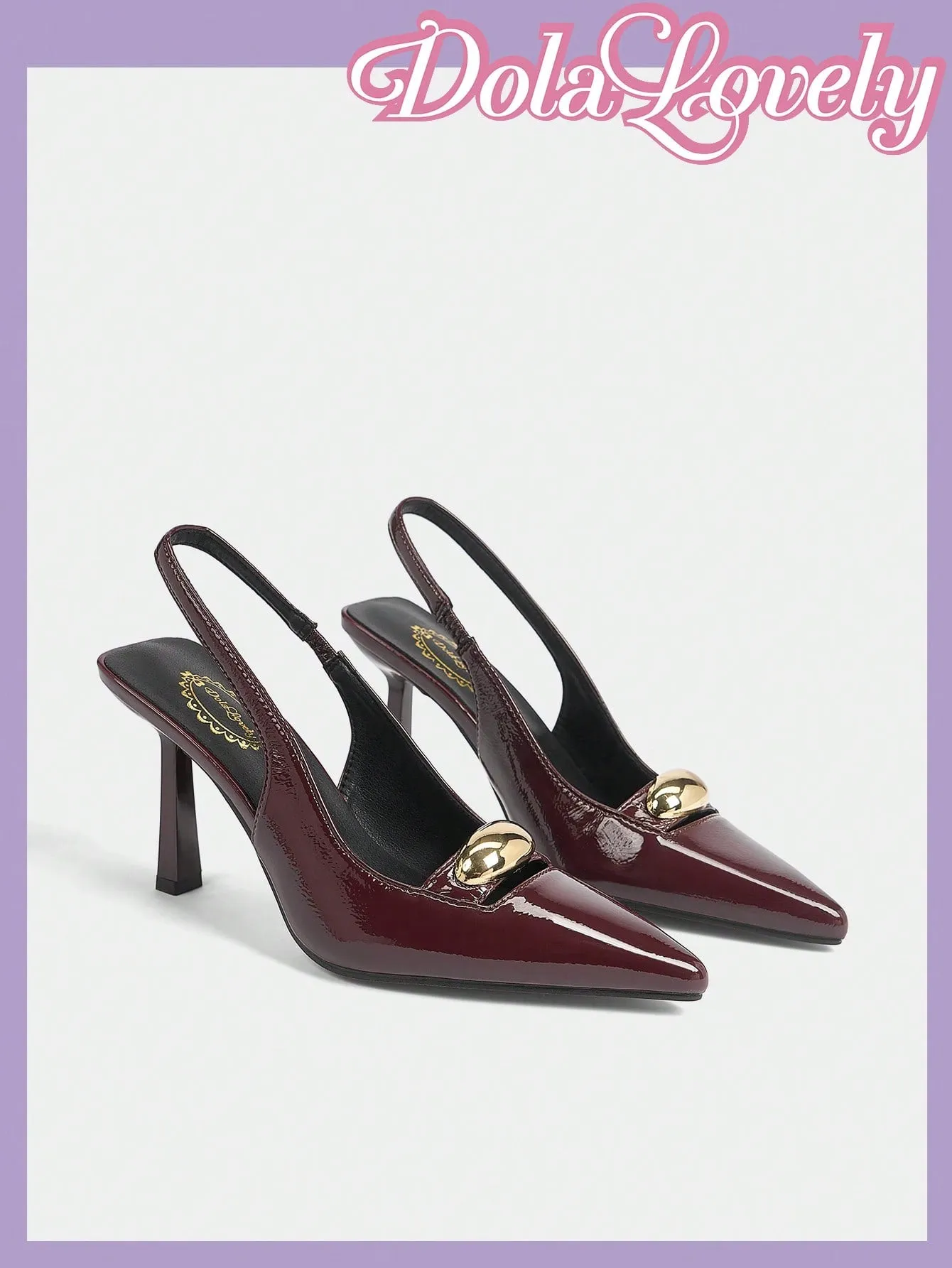 Dola Lovely Women's Burgundy Bow Decor Lolita High Heel Pumps With Back Strap