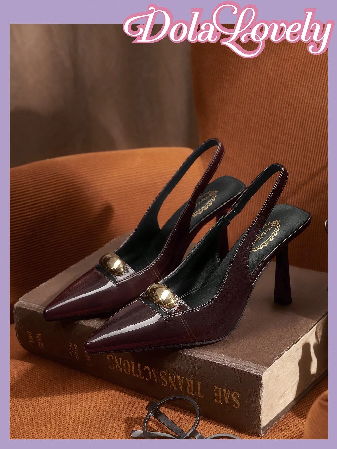 Dola Lovely Women's Burgundy Bow Decor Lolita High Heel Pumps With Back Strap