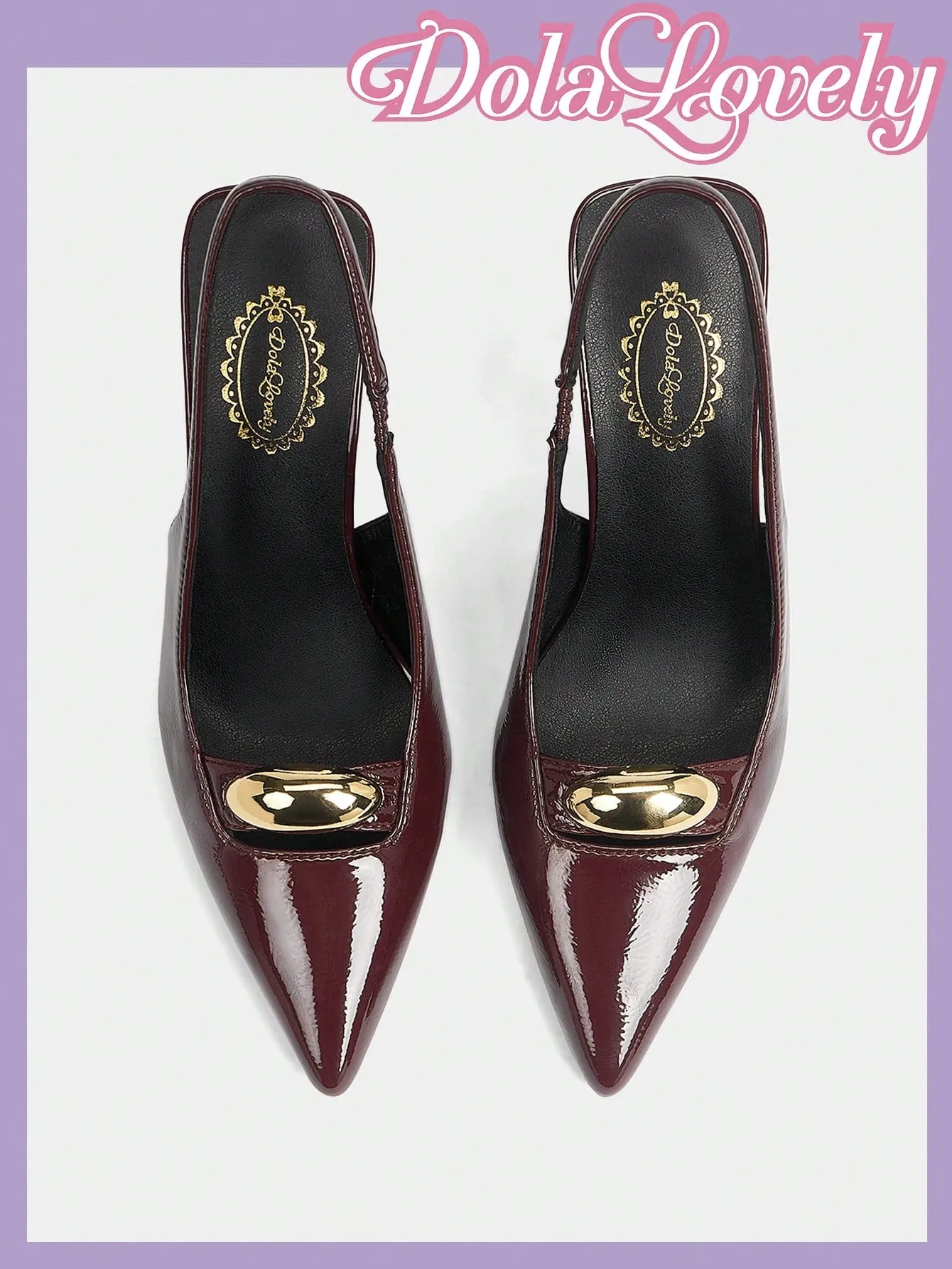 Dola Lovely Women's Burgundy Bow Decor Lolita High Heel Pumps With Back Strap