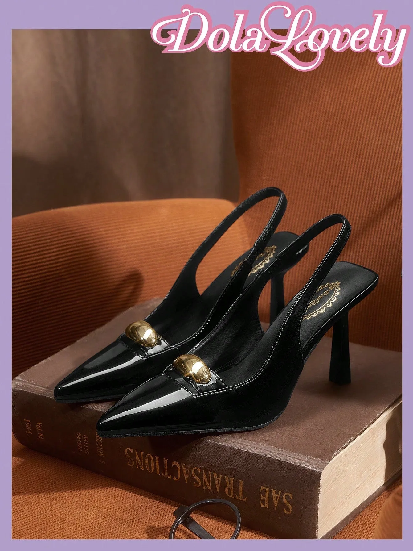 Dola Lovely Women's Burgundy Bow Decor Lolita High Heel Pumps With Back Strap