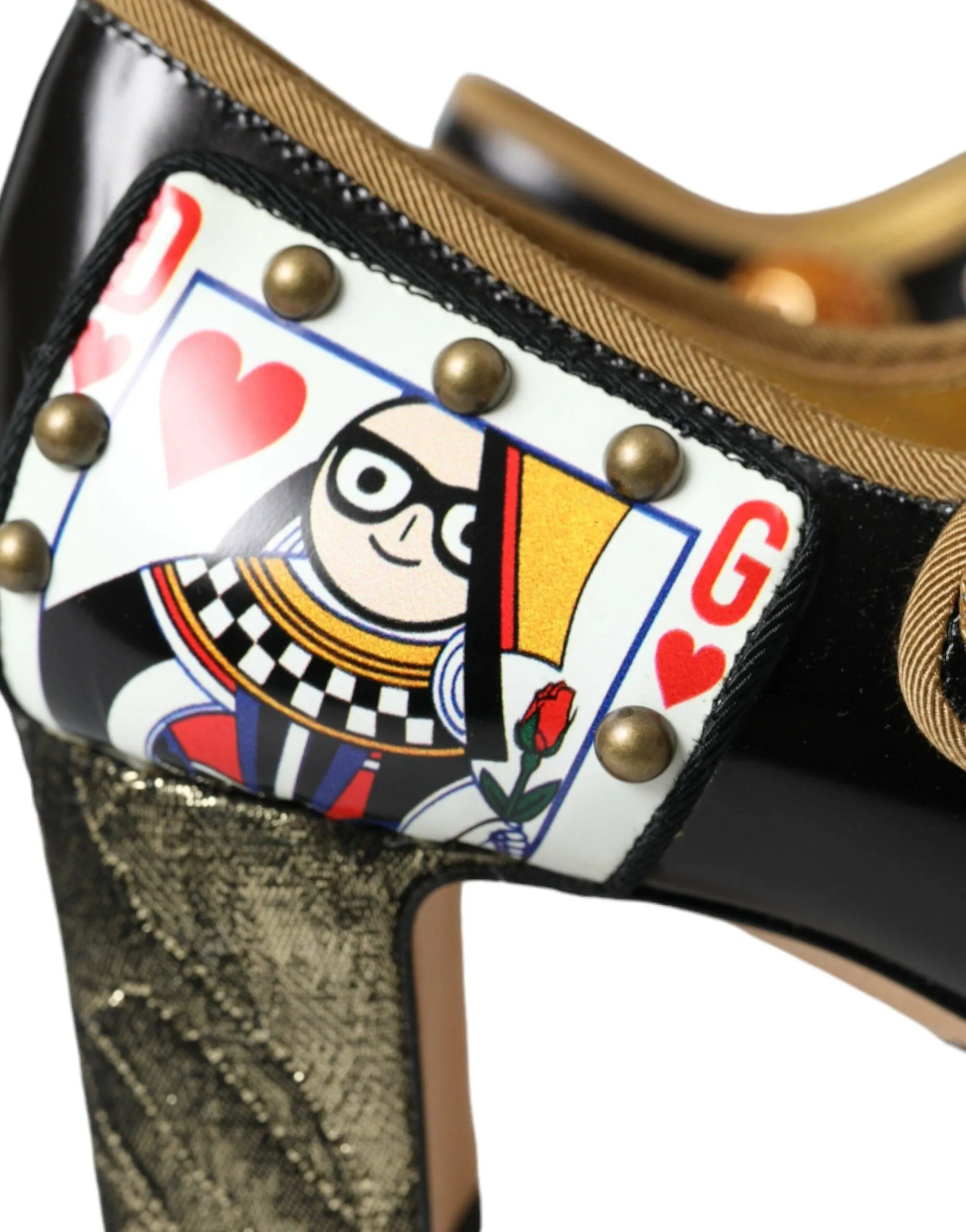 Dolce & Gabbana Black Leather Crystal Mary Jane Pumps Sko