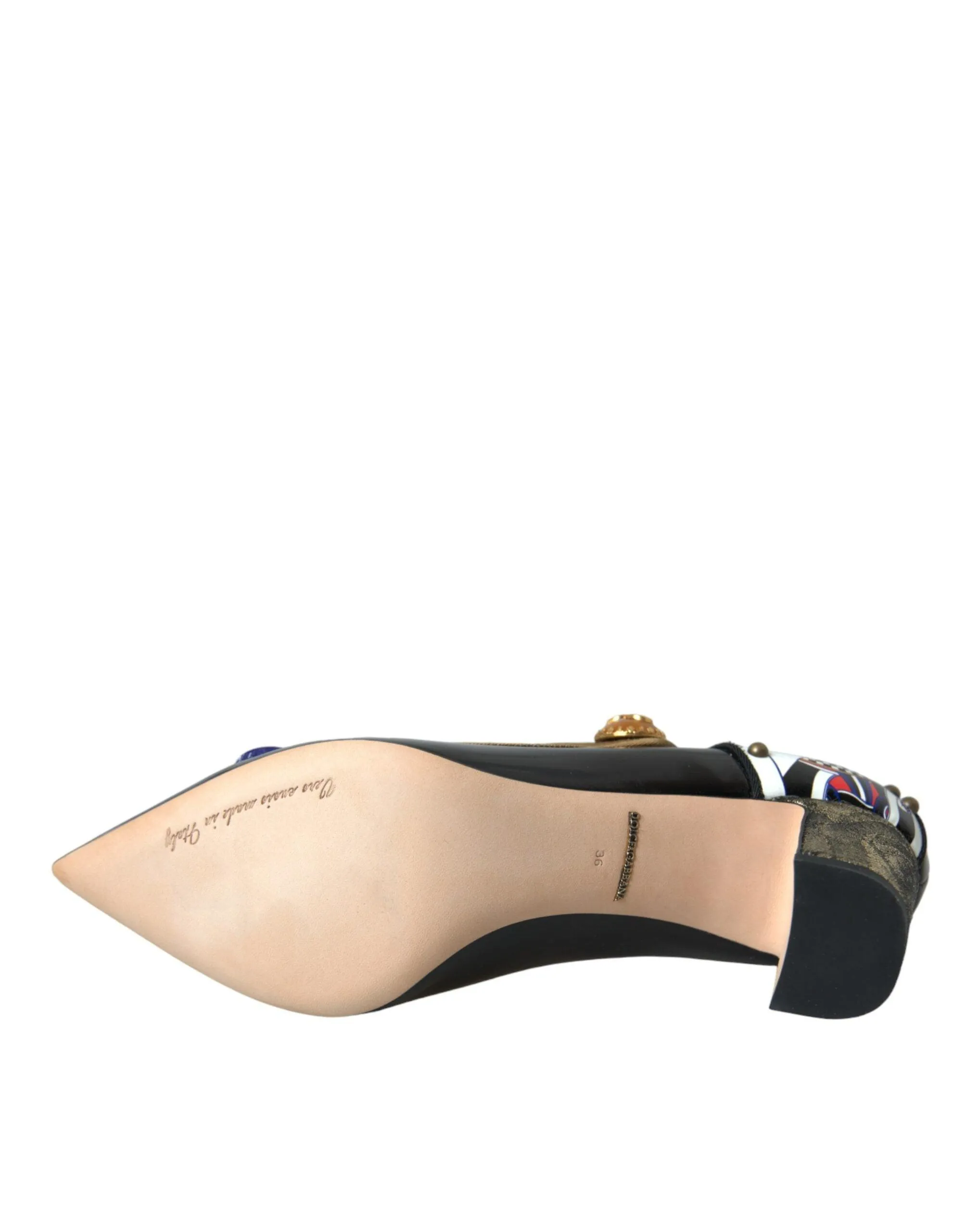 Dolce & Gabbana Black Leather Crystal Mary Jane Pumps Sko