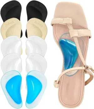 Dr.Foot Plantar Fasciitis Arch Support Shoe Insoles 5 Pairs, Thicken Gel Arch Pads for Flat Feet - Self-Adhesive Arch Cushions Inserts for Men and Women