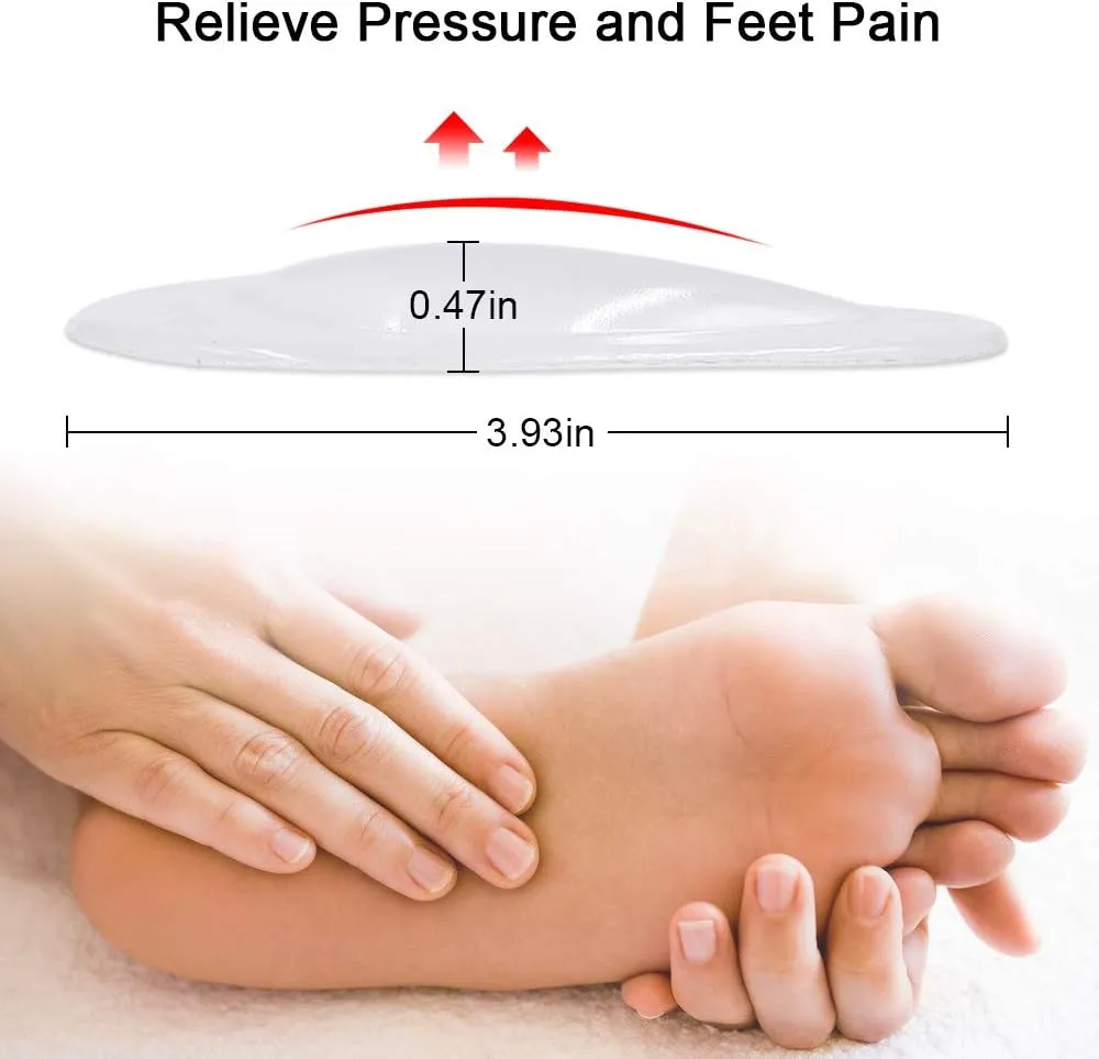 Dr.Foot Plantar Fasciitis Arch Support Shoe Insoles 5 Pairs, Thicken Gel Arch Pads for Flat Feet - Self-Adhesive Arch Cushions Inserts for Men and Women