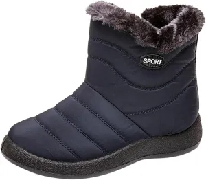 Dsisskai Women Snow Boots Winter Waterproof Warm Fur Lining Insulated Ankle Boots Womens Cold Weather Platform Booties Comfy Soft Non Slip Walking Hiking Boots for Women (1-Blue, 7.5)