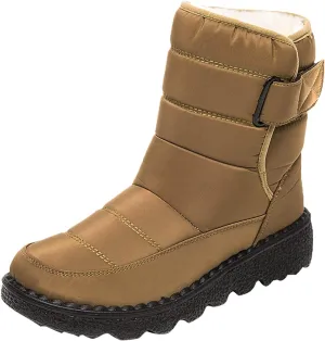 Dsisskai Women Snow Boots Winter Waterproof Warm Fur Lining Insulated Ankle Boots Womens Cold Weather Platform Booties Comfy Soft Non Slip Walking Hiking Boots for Women (3-Khaki, 10)