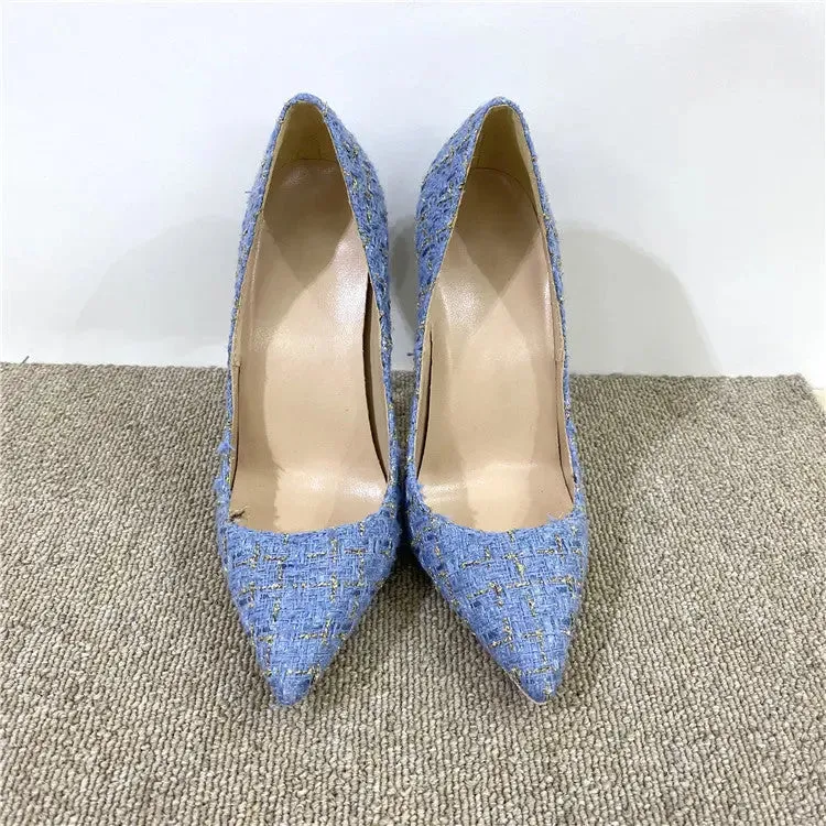 Elegant 12CM Woven Stiletto Pumps for Women - A Perfect Blend of Style and Comfort