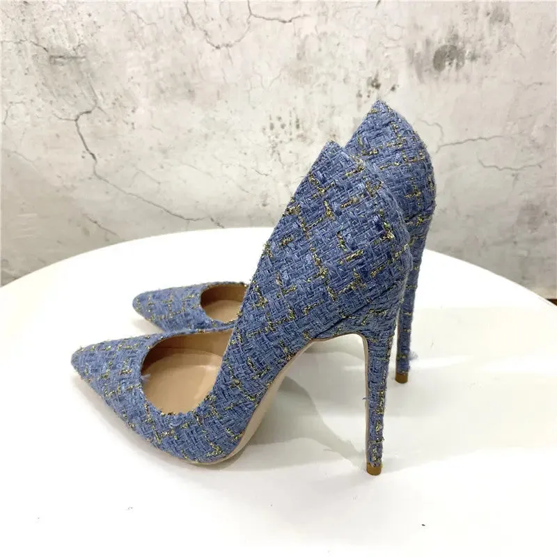 Elegant 12CM Woven Stiletto Pumps for Women - A Perfect Blend of Style and Comfort