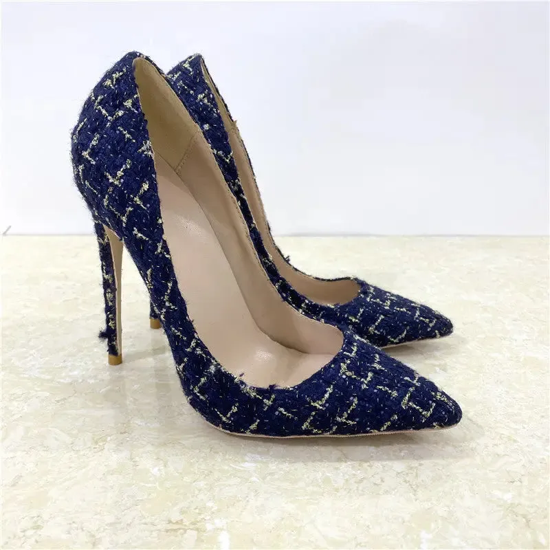 Elegant 12CM Woven Stiletto Pumps for Women - A Perfect Blend of Style and Comfort
