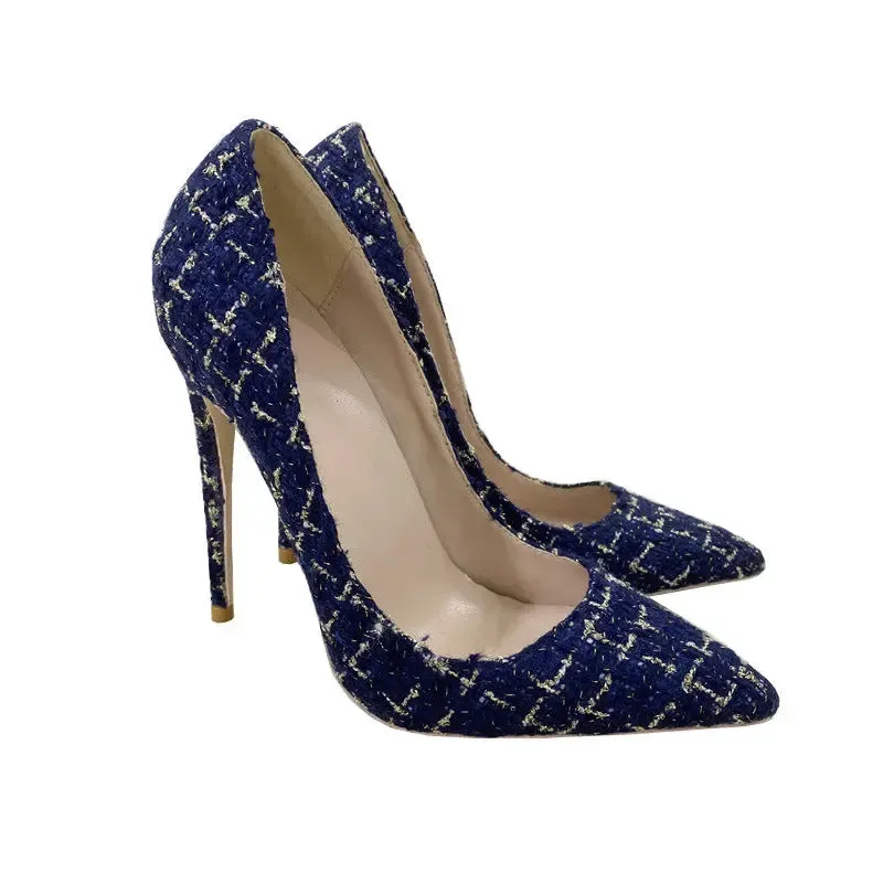 Elegant 12CM Woven Stiletto Pumps for Women - A Perfect Blend of Style and Comfort