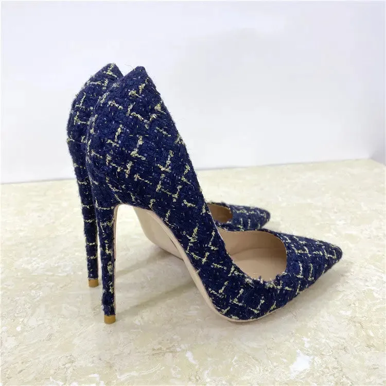 Elegant 12CM Woven Stiletto Pumps for Women - A Perfect Blend of Style and Comfort