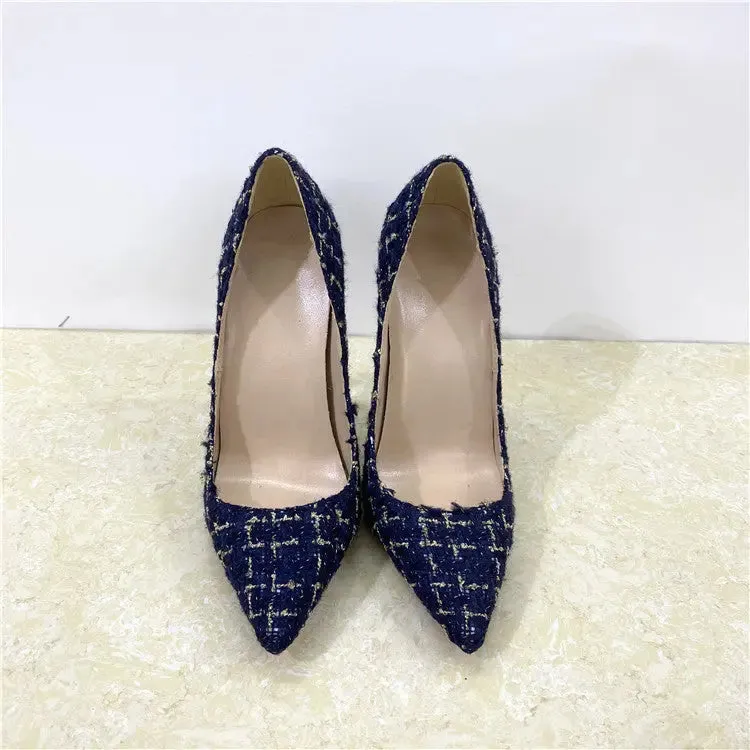 Elegant 12CM Woven Stiletto Pumps for Women - A Perfect Blend of Style and Comfort